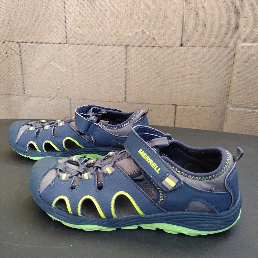 Merrell Hydro Hikers Blue Sandals Shoes Hook & Loop Boys Kids Size 4 Close Toe
